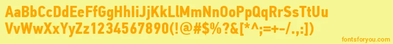 PfdintextcondproBold Font – Orange Fonts on Yellow Background