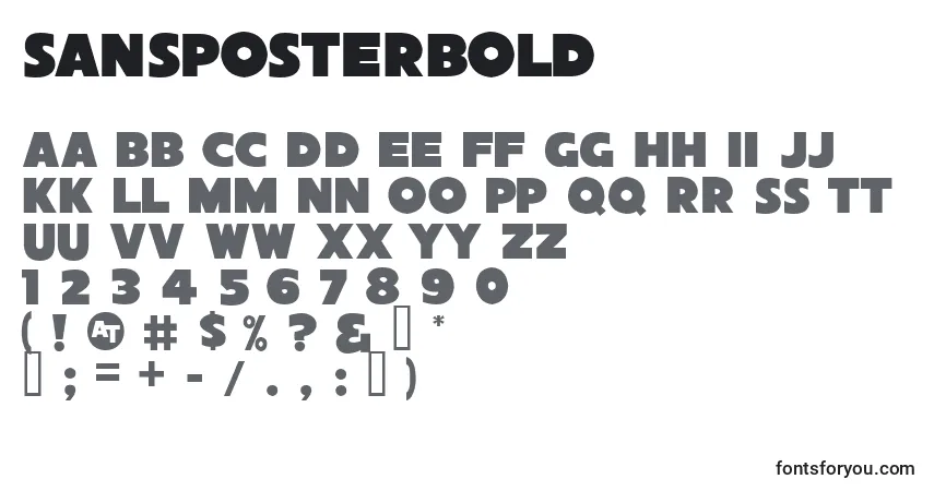 Шрифт Sansposterbold – алфавит, цифры, специальные символы