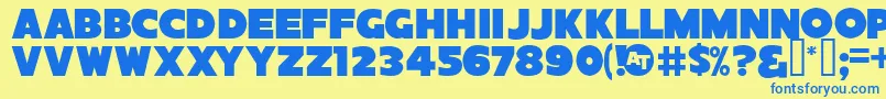 フォントSansposterbold – 青い文字が黄色の背景にあります。