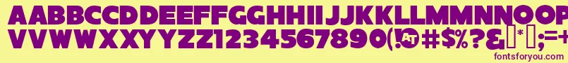 Sansposterbold-fontti – violetit fontit keltaisella taustalla