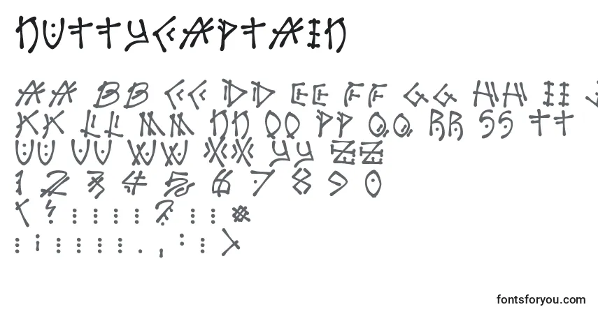 Czcionka Nuttycaptain – alfabet, cyfry, specjalne znaki