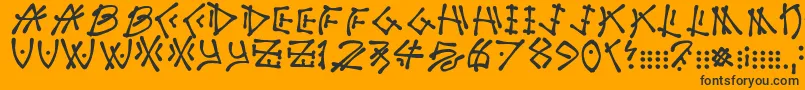 Nuttycaptain-Schriftart – Schwarze Schriften auf orangefarbenem Hintergrund