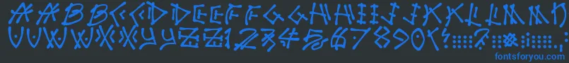 Nuttycaptain Font – Blue Fonts on Black Background