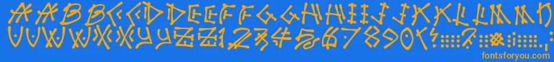 Nuttycaptain Font – Orange Fonts on Blue Background