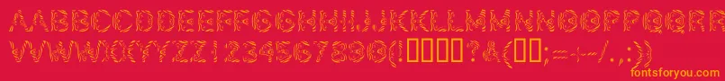 フォントLinotypeSilver – 赤い背景にオレンジの文字