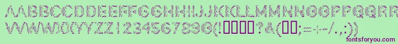 フォントLinotypeSilver – 緑の背景に紫のフォント