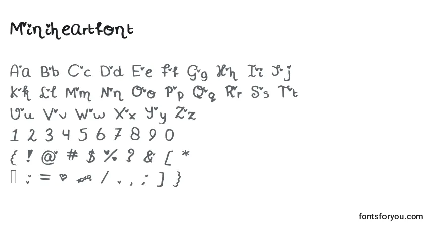 Czcionka Miniheartfont – alfabet, cyfry, specjalne znaki