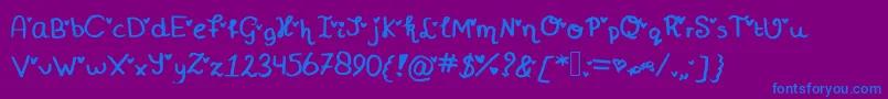 Miniheartfont-Schriftart – Blaue Schriften auf violettem Hintergrund