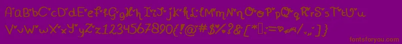 Miniheartfont-Schriftart – Braune Schriften auf violettem Hintergrund