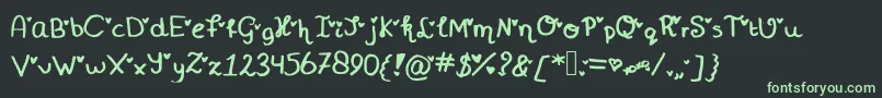 Miniheartfontフォントについての詳細 フォントMiniheartfont – 黒い背景に緑の文字