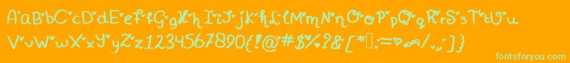 Miniheartfont Font – Green Fonts on Orange Background