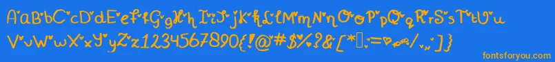 Miniheartfont Font – Orange Fonts on Blue Background