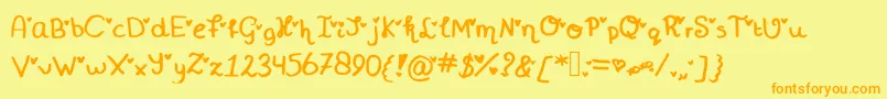 Miniheartfont Font – Orange Fonts on Yellow Background