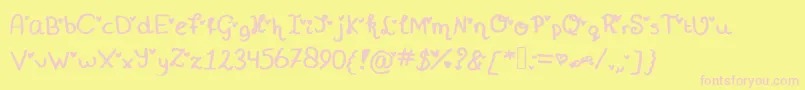 Miniheartfont-fontti – vaaleanpunaiset fontit keltaisella taustalla