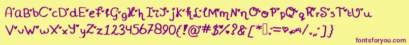 Weitere Informationen zur Miniheartfont-Schriftart Miniheartfont-Schriftart – Violette Schriften auf gelbem Hintergrund