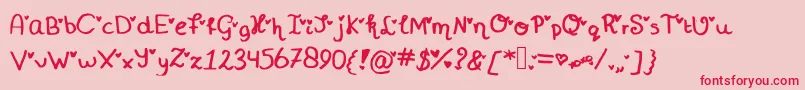 Miniheartfontフォントについての詳細 フォントMiniheartfont – ピンクの背景に赤い文字