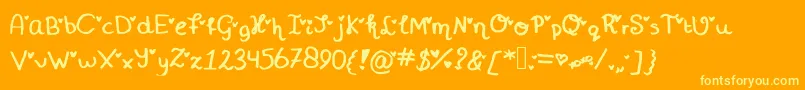 Miniheartfont-fontti – keltaiset fontit oranssilla taustalla