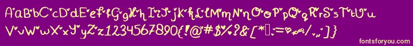 Miniheartfont Font – Yellow Fonts on Purple Background