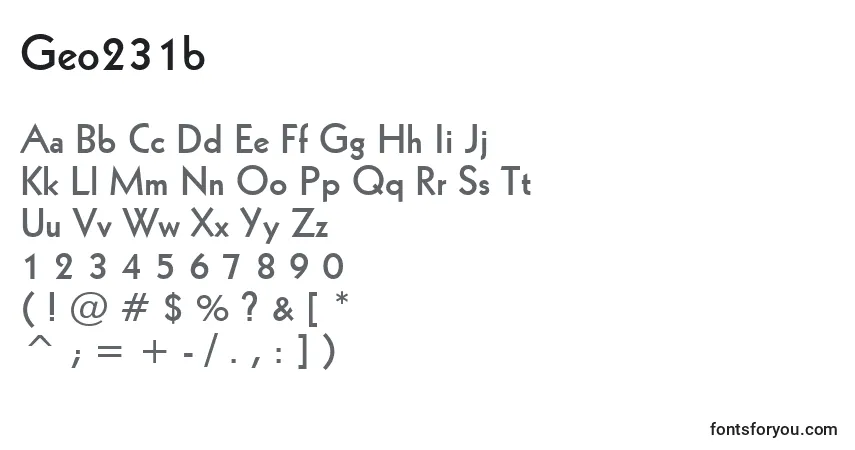 Schriftart Geo231b – Alphabet, Zahlen, spezielle Symbole