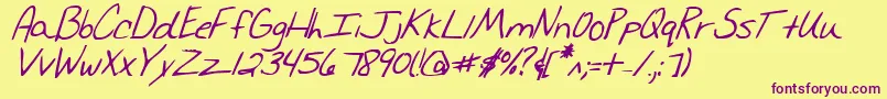 MerriChristinaBoldItalic Font – Purple Fonts on Yellow Background