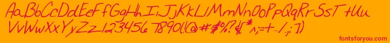 MerriChristinaBoldItalic-Schriftart – Rote Schriften auf orangefarbenem Hintergrund