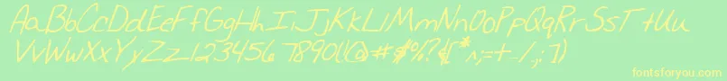 MerriChristinaBoldItalic Font – Yellow Fonts on Green Background