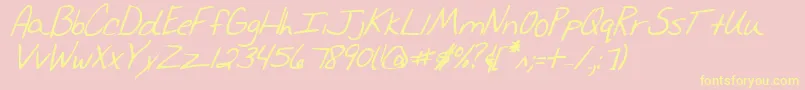 MerriChristinaBoldItalic-Schriftart – Gelbe Schriften auf rosa Hintergrund