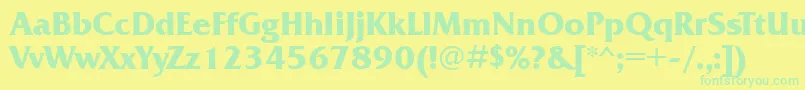 Fonte FrizquadrataettBold – fontes verdes em um fundo amarelo