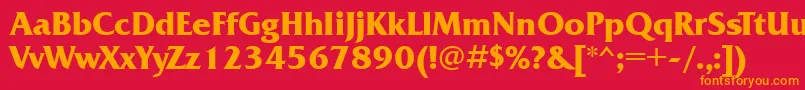 フォントFrizquadrataettBold – 赤い背景にオレンジの文字