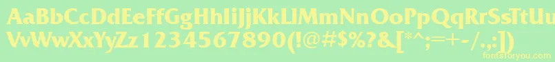 FrizquadrataettBold-Schriftart – Gelbe Schriften auf grünem Hintergrund