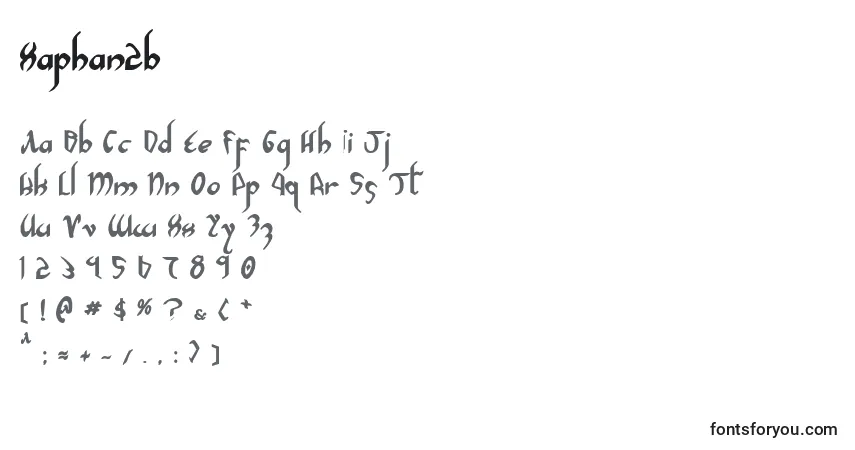 Czcionka Xaphan2b – alfabet, cyfry, specjalne znaki