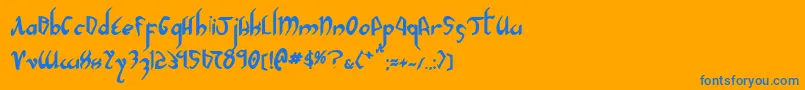 Xaphan2b-Schriftart – Blaue Schriften auf orangefarbenem Hintergrund