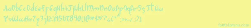 フォントXaphan2b – 黄色い背景に緑の文字