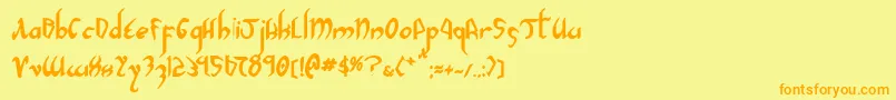 フォントXaphan2b – オレンジの文字が黄色の背景にあります。