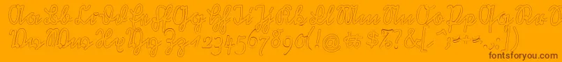 RastenburgOutU1sy-Schriftart – Braune Schriften auf orangefarbenem Hintergrund