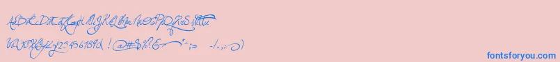 Czcionka Jellykawonderlandwine – niebieskie czcionki na różowym tle