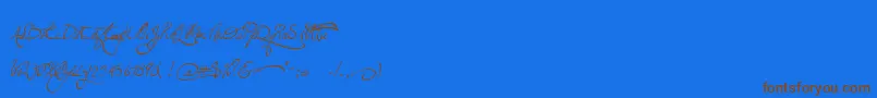 Czcionka Jellykawonderlandwine – brązowe czcionki na niebieskim tle