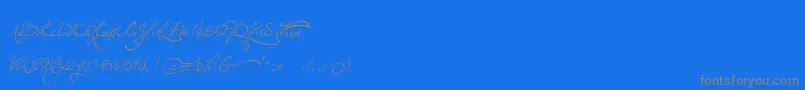 Jellykawonderlandwine-fontti – harmaat kirjasimet sinisellä taustalla
