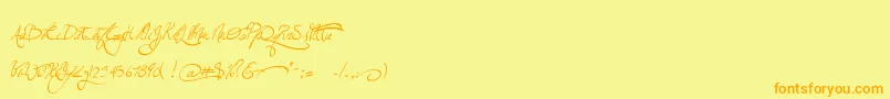 Czcionka Jellykawonderlandwine – pomarańczowe czcionki na żółtym tle