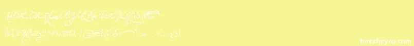 Fonte Jellykawonderlandwine – fontes brancas em um fundo amarelo