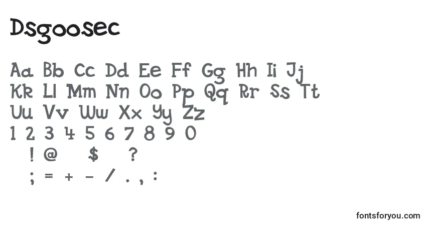Шрифт Dsgoosec – алфавит, цифры, специальные символы