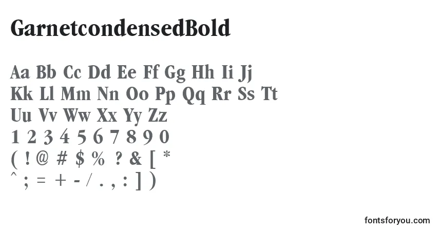 Шрифт GarnetcondensedBold – алфавит, цифры, специальные символы