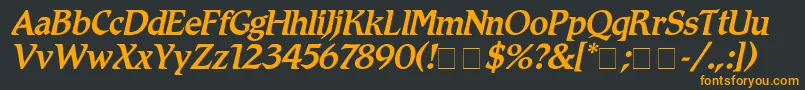 RomicMediumitalic-Schriftart – Orangefarbene Schriften auf schwarzem Hintergrund