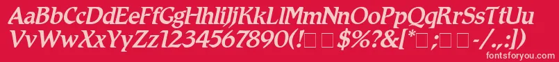 RomicMediumitalic Font – Pink Fonts on Red Background