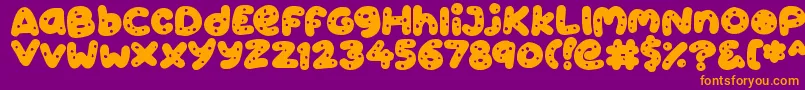 Cookies-Schriftart – Orangefarbene Schriften auf violettem Hintergrund