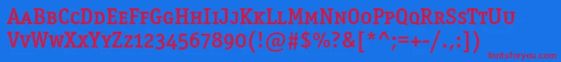 Officinaserifmediumscc Font – Red Fonts on Blue Background