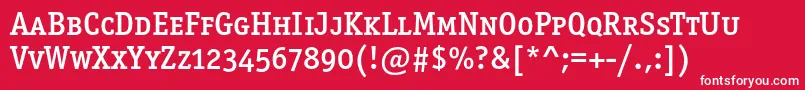 フォントOfficinaserifmediumscc – 赤い背景に白い文字