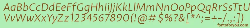 ProzalibreLightitalic Font – Brown Fonts on Green Background