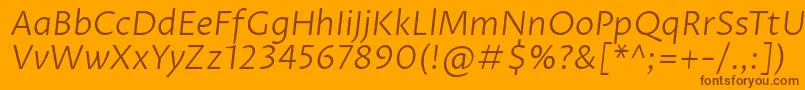 ProzalibreLightitalicフォントについての詳細 フォントProzalibreLightitalic – オレンジの背景に茶色のフォント