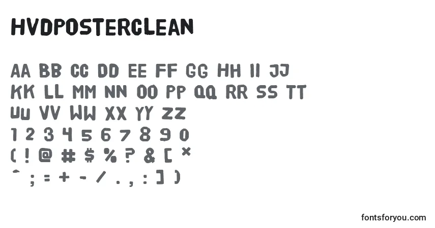 Schriftart HvdPosterClean – Alphabet, Zahlen, spezielle Symbole